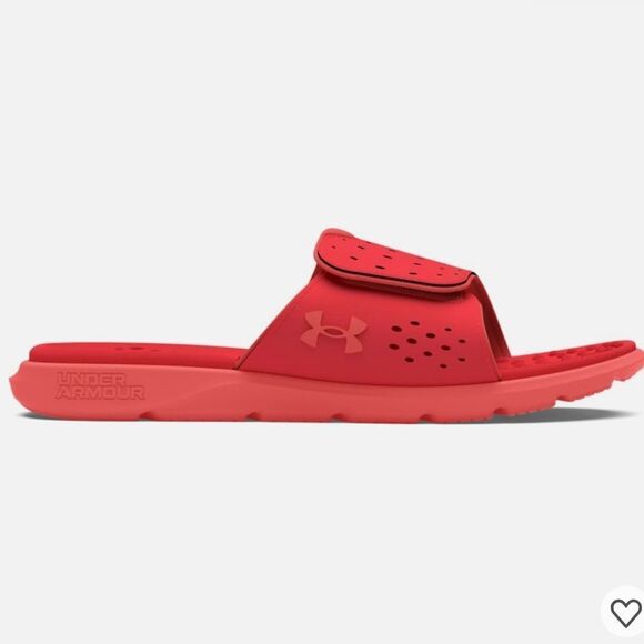 Under Armour Red Slide Sandals with Textured Footbed - Picture 6 of 6
